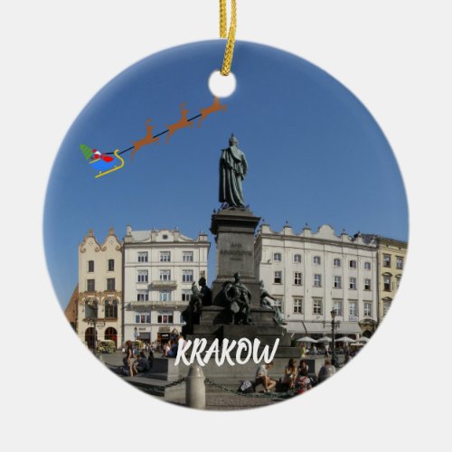Krakow Poland Panoramic Christmas Ornament