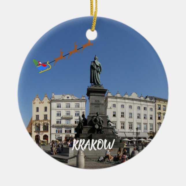 Krakow Poland Panoramic Christmas Ornament (Front)