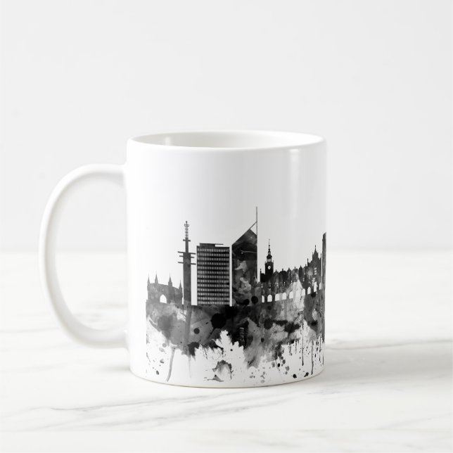 Krakow Poland Skyline BW Coffee Mug (Left)