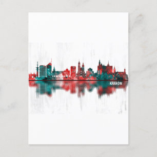 Krakow Poland Skyline Holiday Postcard