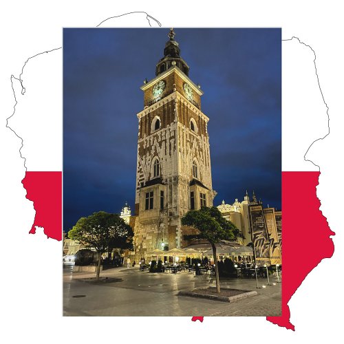 Krakow Poland Town Hall Tower Night Postcard
