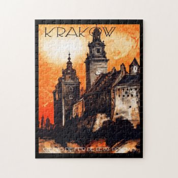 Krakow Poland Travel Poster Puzzle by AutumnRoseMDS at Zazzle