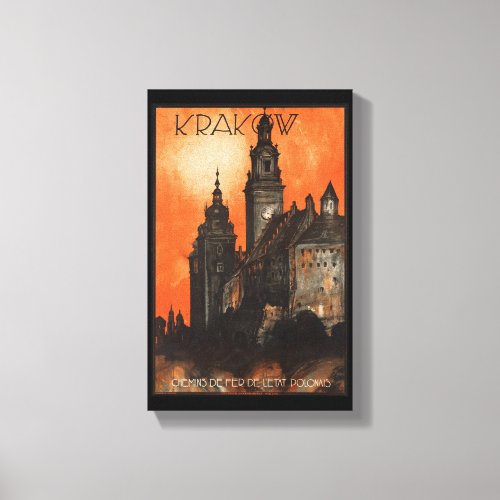 Krakow Poland _ Vintage Polish Travel Poster Canvas Print