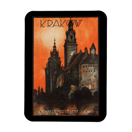 Krakow Poland _ Vintage Polish Travel Poster Magnet