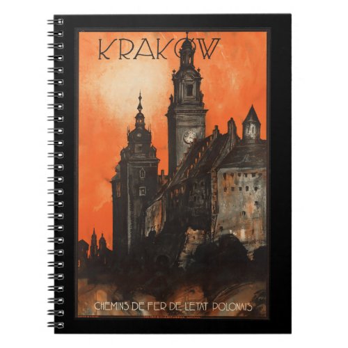 Krakow Poland _ Vintage Polish Travel Poster Notebook