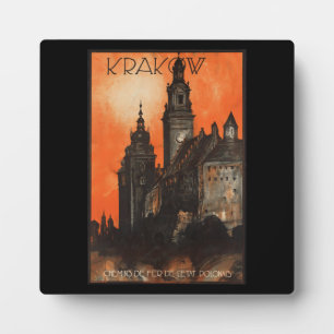 Krakow Poland - Vintage Polish Travel Poster Plaque