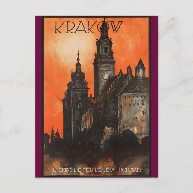 Krakow Poland - Vintage Polish Travel Poster Postcard (Front)