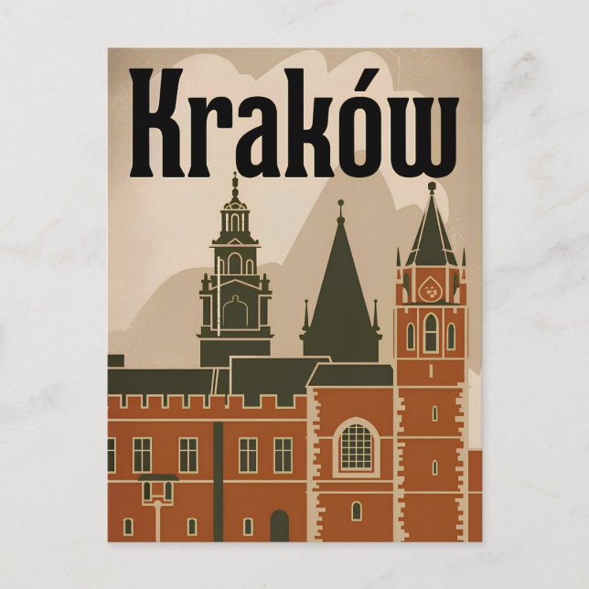Kraków Poland vintage Postcard (Front)