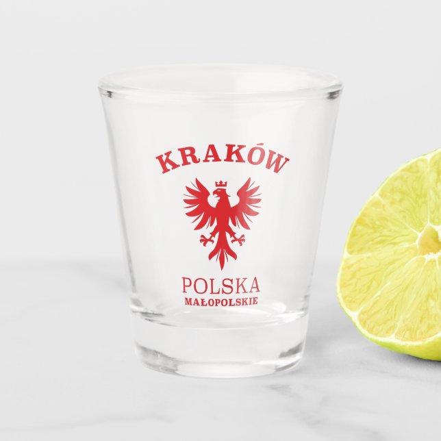 KRAKOW Polska Coat of Arms Shot Glass (Front)