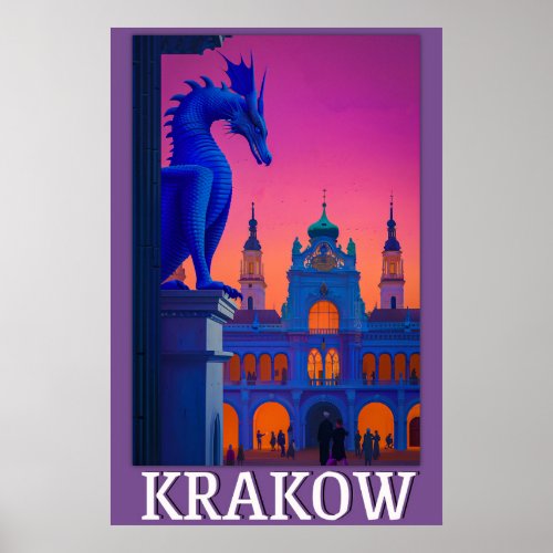 Krakow Poster _ Dragons Watch Over Cloth Hall