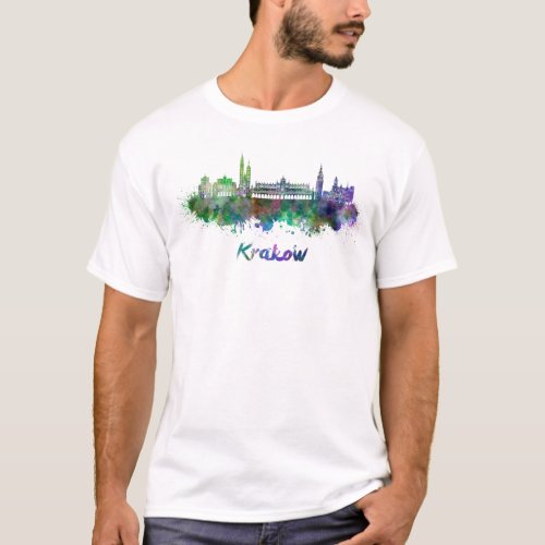 Krakow skyline in watercolor T_Shirt