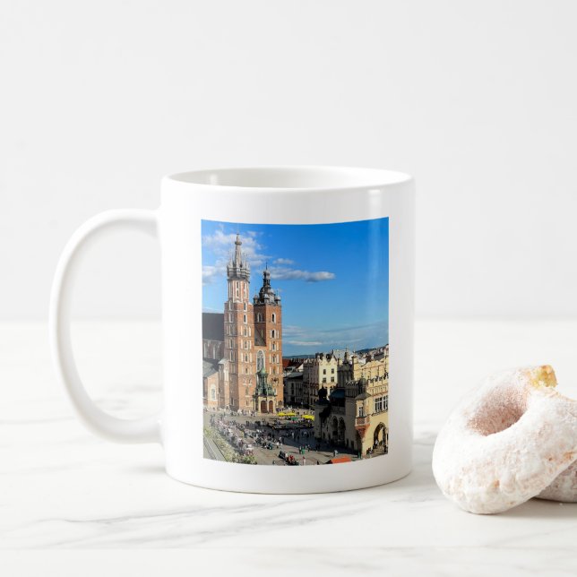 Krakow St Mary's Basilica Old Town Poland Coffee Mug (With Donut)