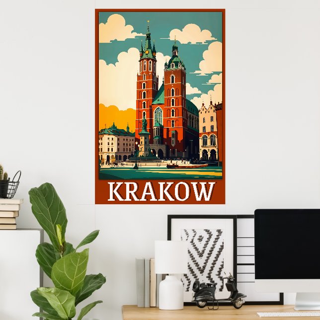 Krakow Travel Poster Wall Art (Home Office)
