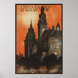Krakow Vintage Travel Poster Ad Retro Prints