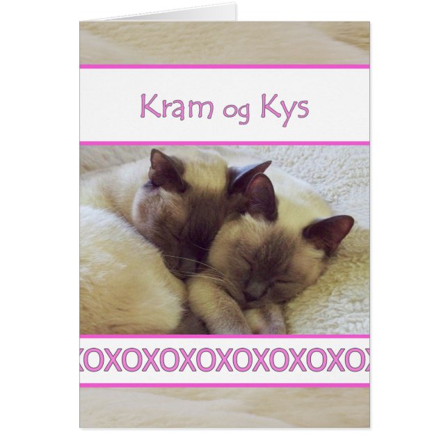 Kram og Kys, Kiss and Hug in Danish Cards (Front)