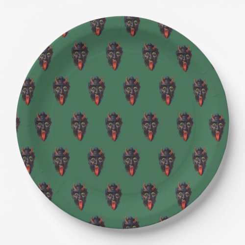 Krampus 9 Paper Plate in Green