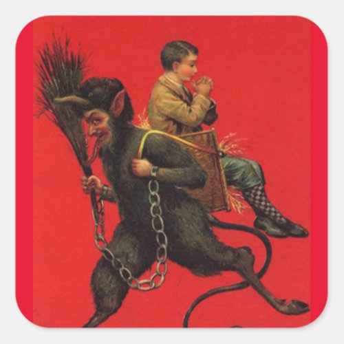 Krampus and Praying Boy Christmas Stickers