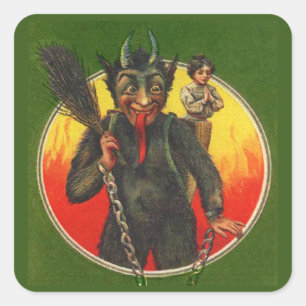 Krampus and Praying Woman Christmas Stickers