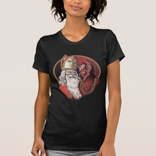 Krampus and Santa Christmas T-Shirt (Front)