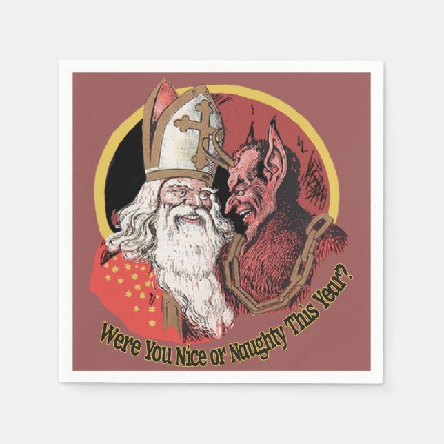 Krampus and Santa Nice or Naughty Design Napkins (Front)