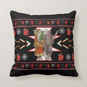 Krampus and Santa Southwestern Design Throw Pillow