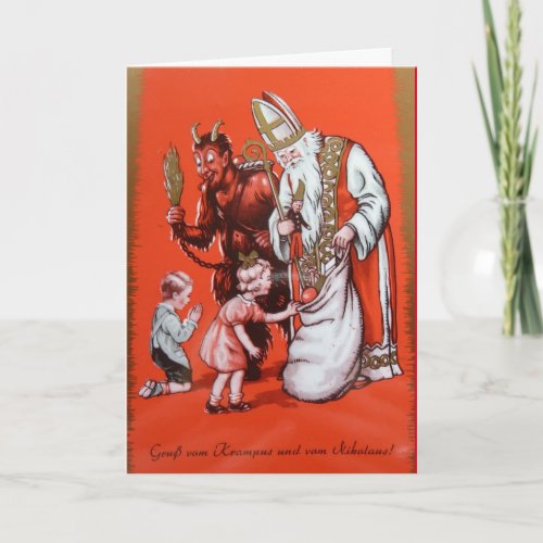 Krampus and St Nicholas Card