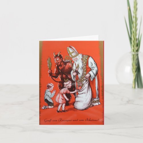 Krampus and St Nicholas Card