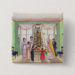 Krampus and St. Nicholas from journal of Carl Pinback Button