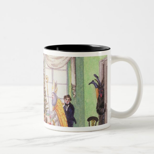 Krampus and St. Nicholas from journal of Carl Two-Tone Coffee Mug (Right)