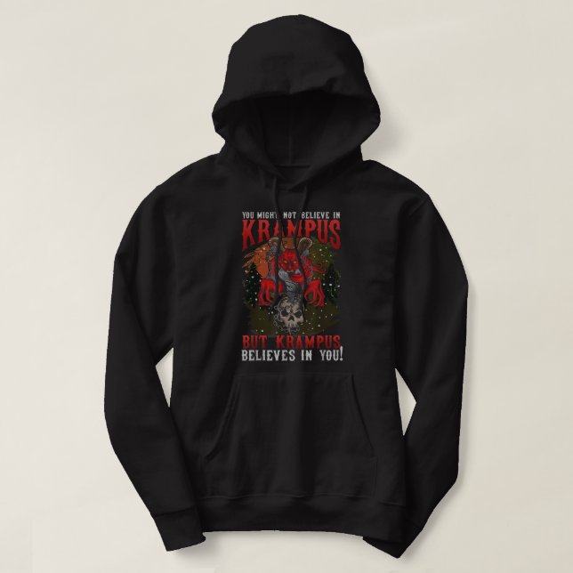 Krampus Believes In You Christmas Men Dad Hoodie (Design Front)