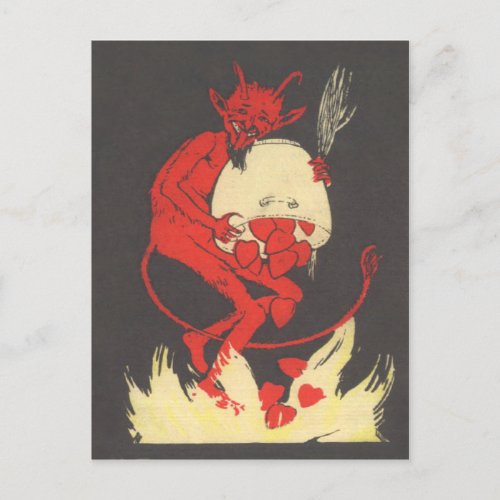 Krampus Burning Hearts Postcard