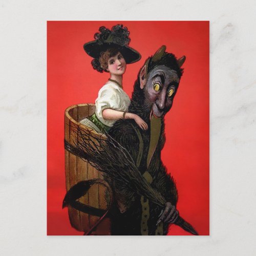 Krampus Carrying a Woman Postcard