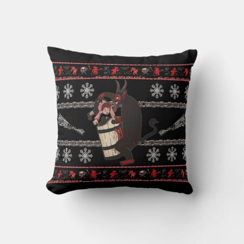 Krampus Caught A Naughty One Throw Pillow