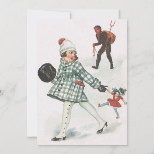 Krampus Chasing A Little Girl With Doll