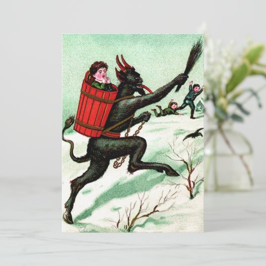 Krampus Chasing Bad Children Winter Snow (Standing Front)