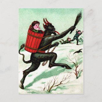 Krampus Chasing Bad Children Winter Snow Postcard by kinhinputainwelte at Zazzle