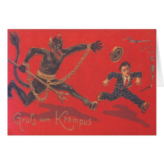 Krampus Chasing Child Greeting Card