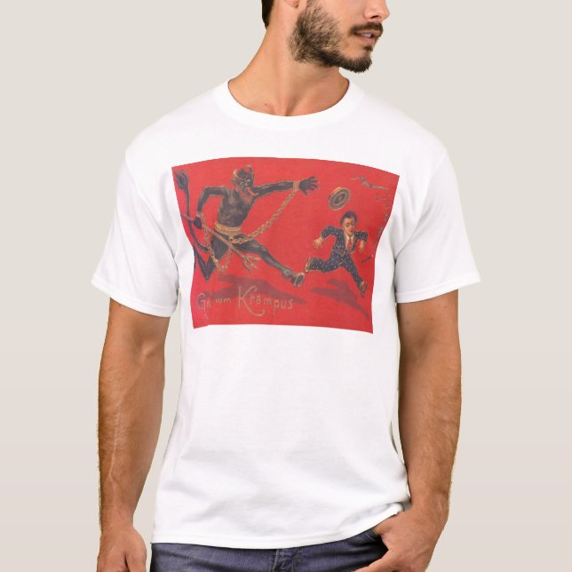 Krampus Chasing Child T-Shirt (Front)