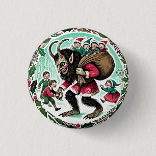 Krampus Christmas Button