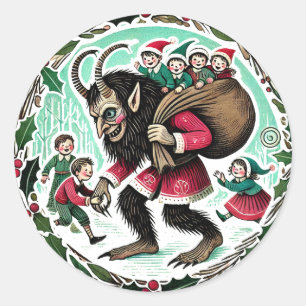 Krampus Christmas Classic Round Sticker