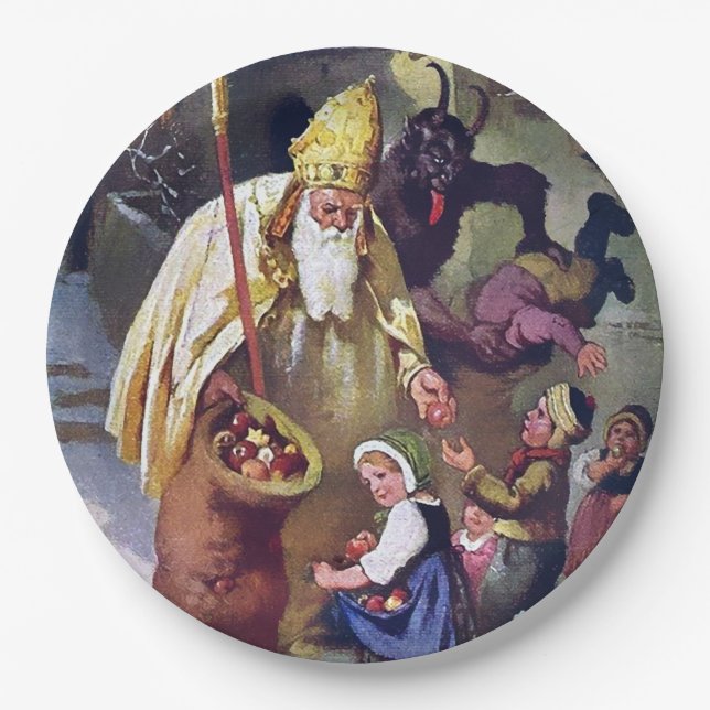 Krampus Christmas Paper Plates (Front)