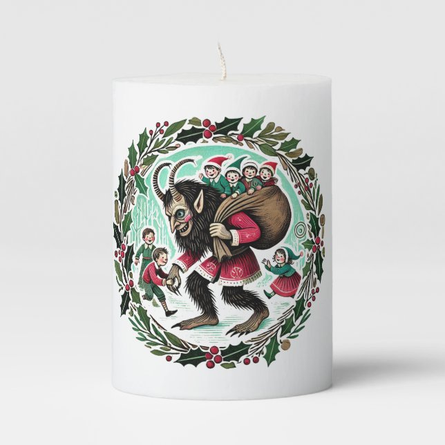 Krampus Christmas                                  Pillar Candle (Front)