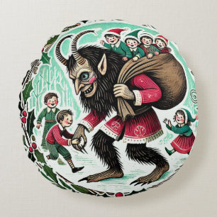 Krampus Christmas                                  Round Pillow