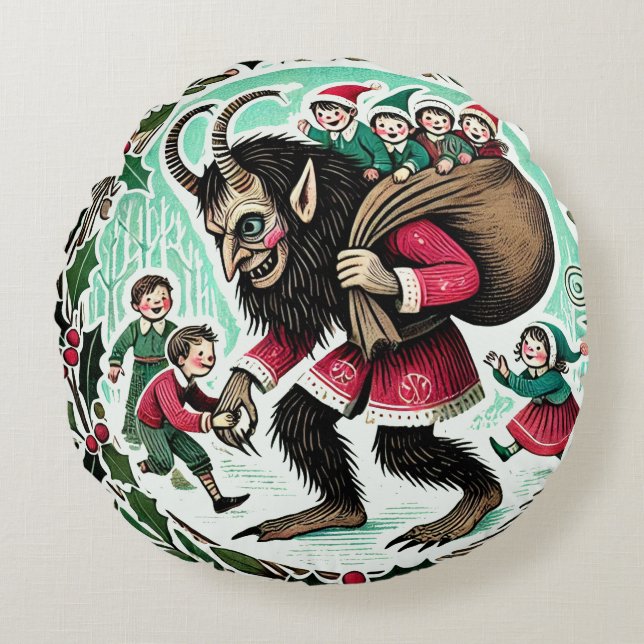 Krampus Christmas                                  Round Pillow (Front)