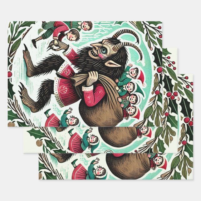 Krampus Christmas                                  Wrapping Paper Sheets (Set)