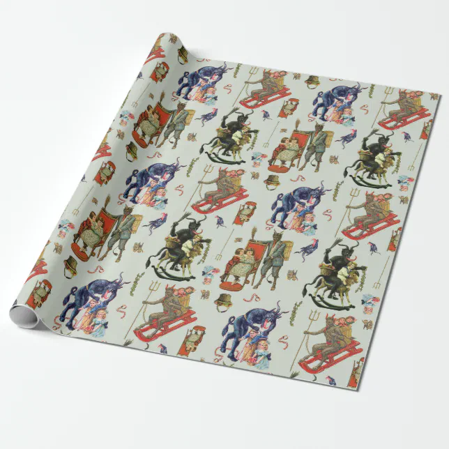 Krampus Collage Wrapping Paper Zazzle