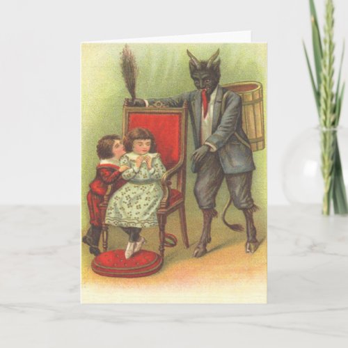 Krampus Coming For Bad Children Holiday Card