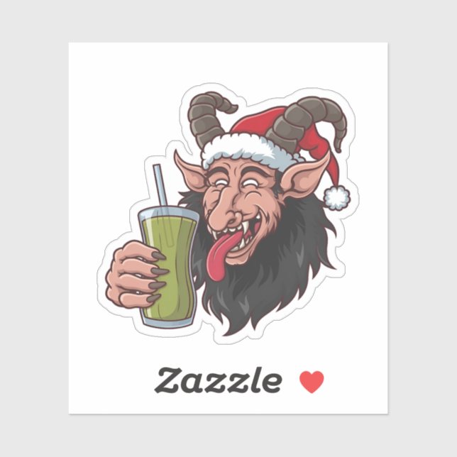 Krampus Drinking Green Matcha Christmas Spooky  Sticker (Sheet)