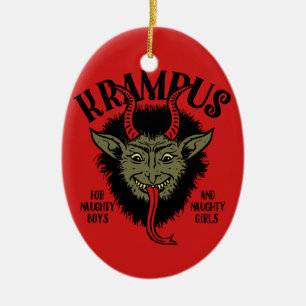 Krampus Face Naughty Ceramic Ornament