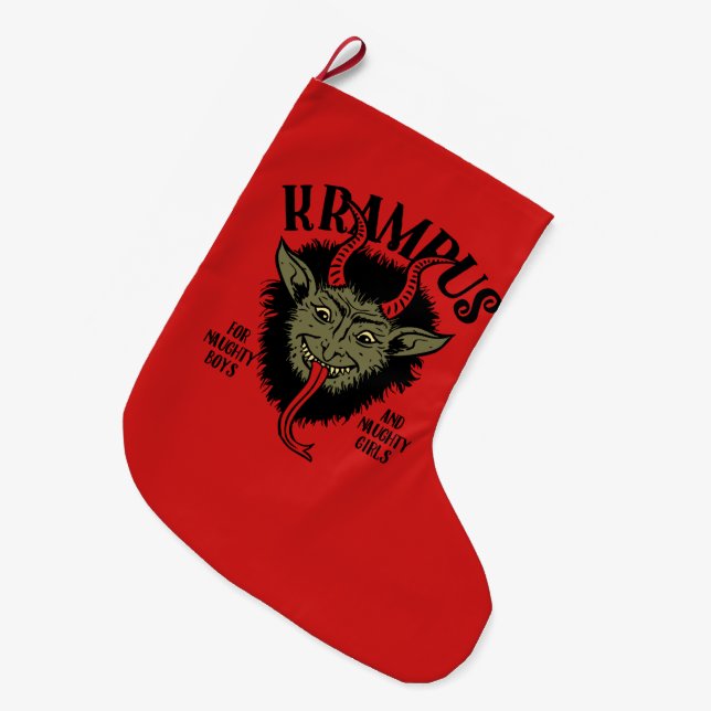 Krampus Face Naughty Christmas Stocking (Front (Hanging))